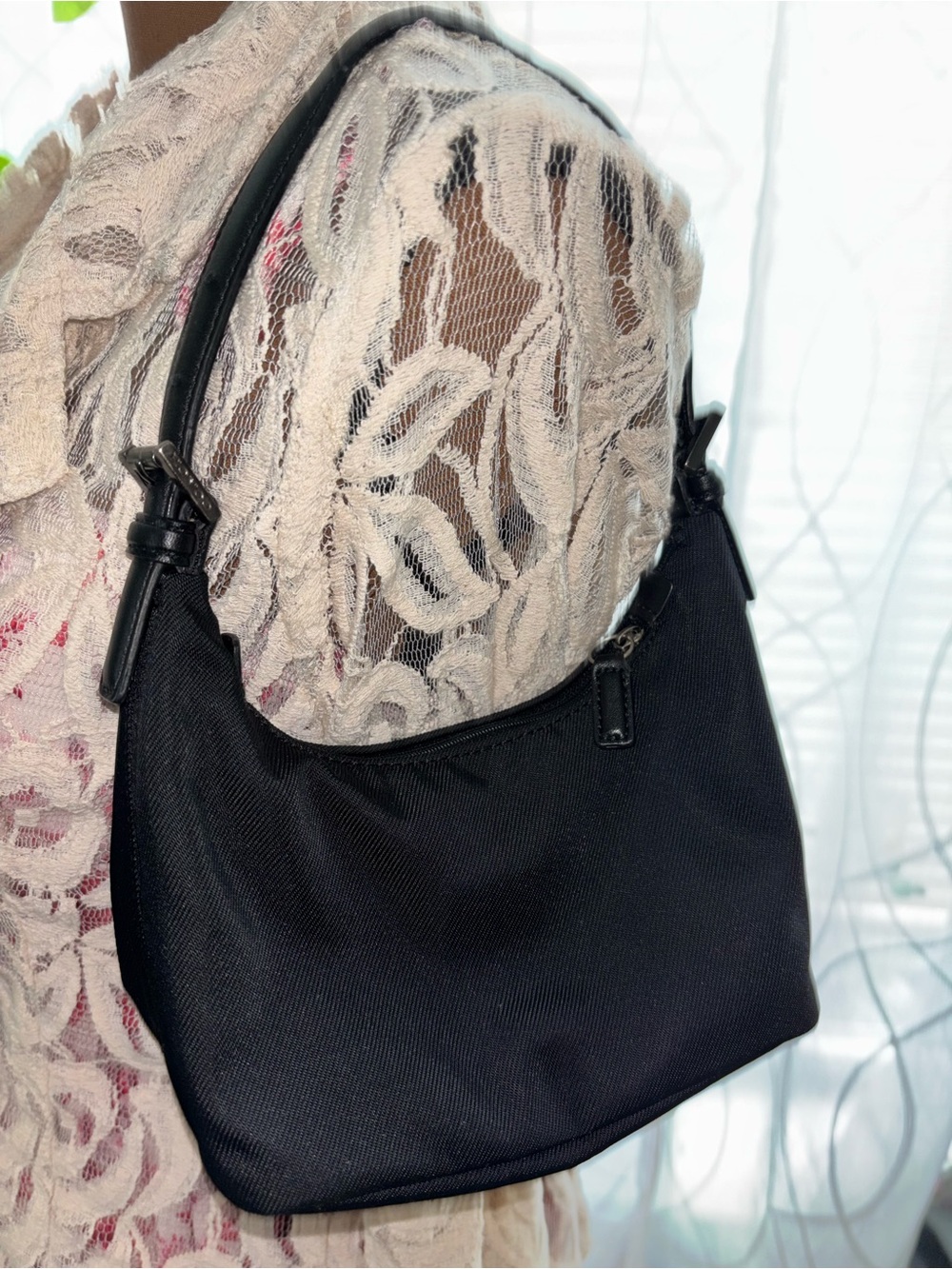 Coach Black Shoulder Bag with Leather Trim